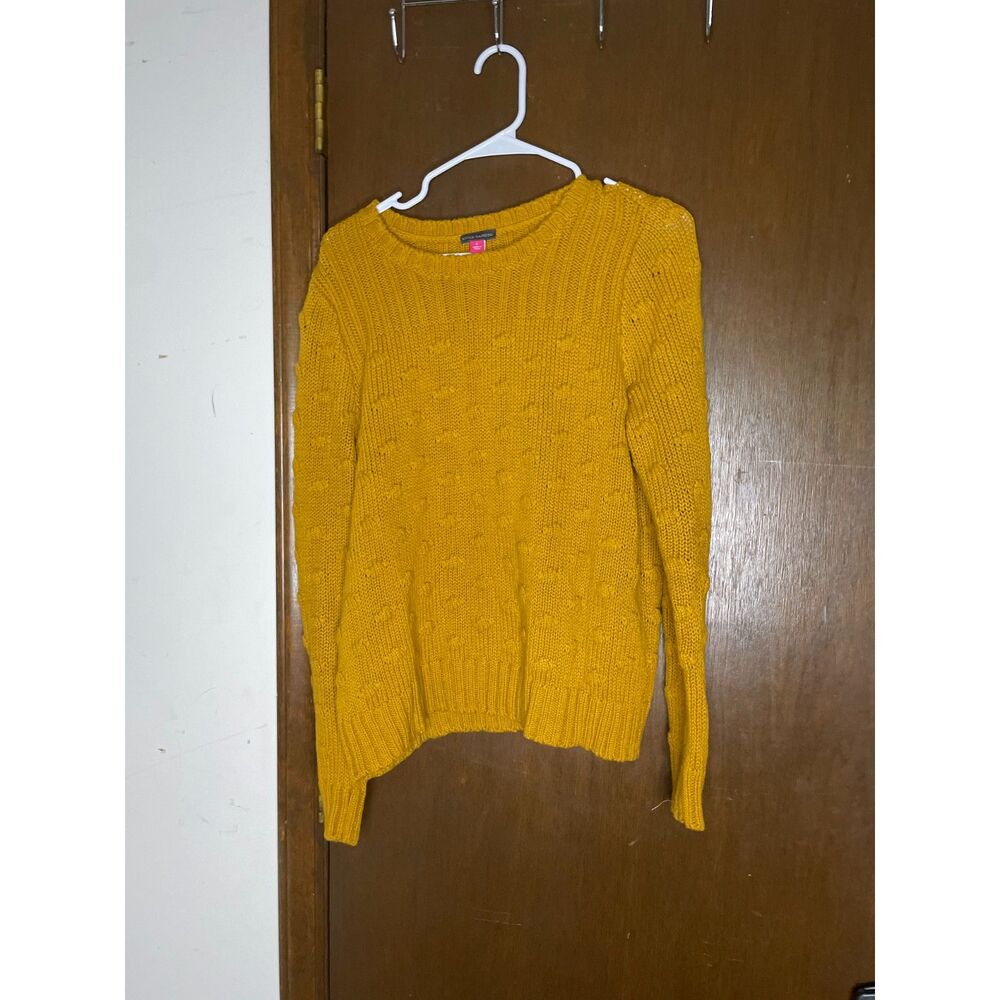 Vince Camuto Popcorn Crewneck Mustard Sweater Women's Large